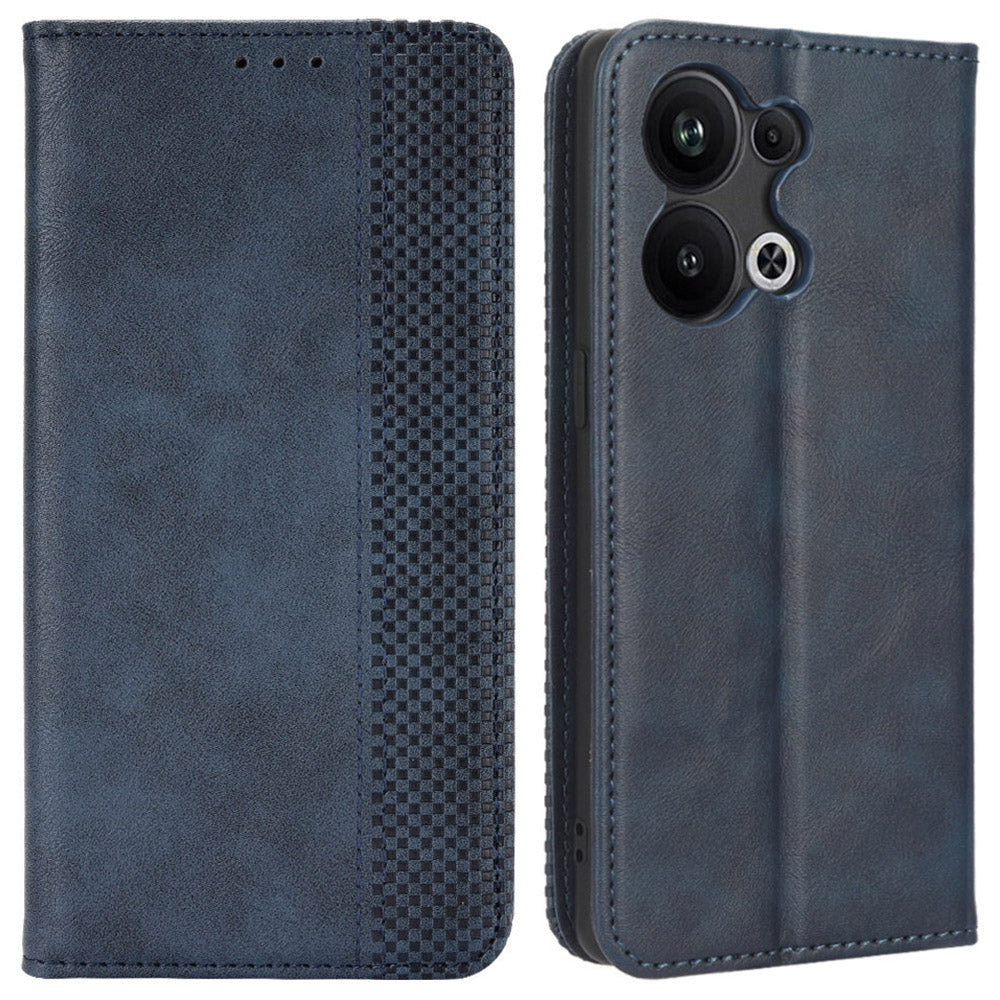 For Oppo Reno9 Pro 5G Magnetic Auto Closing Phone Case Viewing Stand Retro Texture Imprinted Pattern PU Leather Flip Wallet Phone Cover