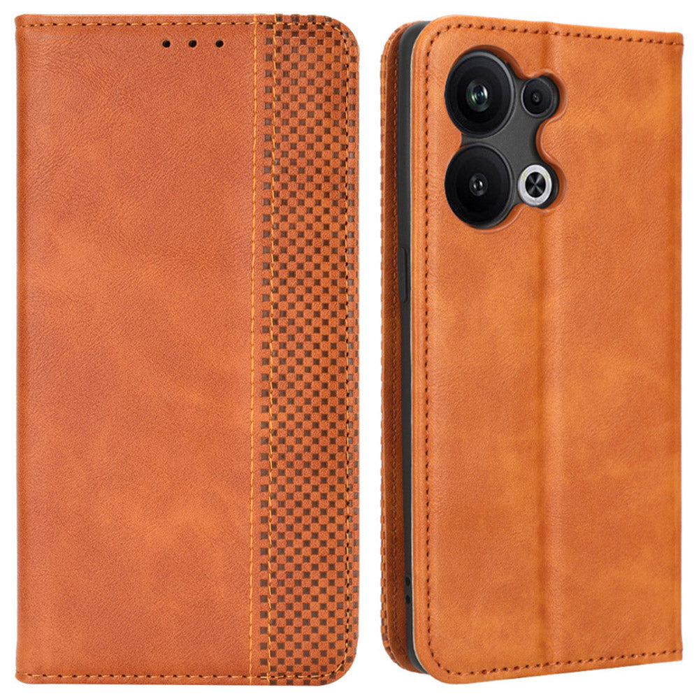 For Oppo Reno9 Pro 5G Magnetic Auto Closing Phone Case Viewing Stand Retro Texture Imprinted Pattern PU Leather Flip Wallet Phone Cover