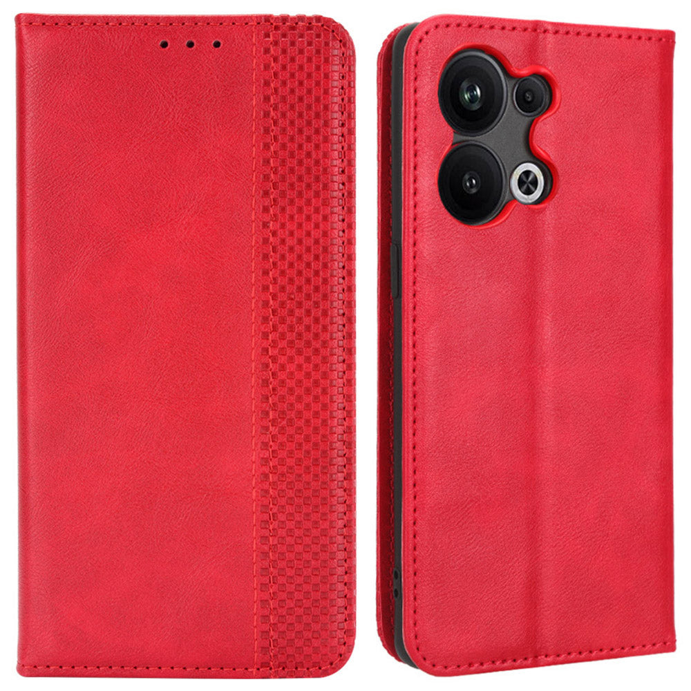 For Oppo Reno9 Pro 5G Magnetic Auto Closing Phone Case Viewing Stand Retro Texture Imprinted Pattern PU Leather Flip Wallet Phone Cover