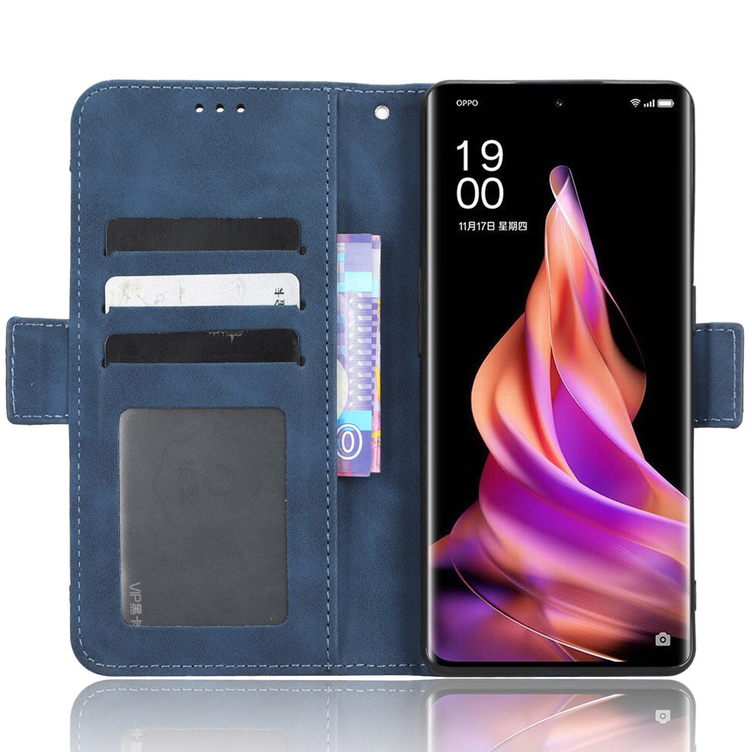 Pro Oppo Reno9 Pro 5G všestranné Nárazuvzdorné PU kožené pouzdro na telefon Více slotů pro karty Magnetický odklápěcí kryt telefonu Stojan na peněženku