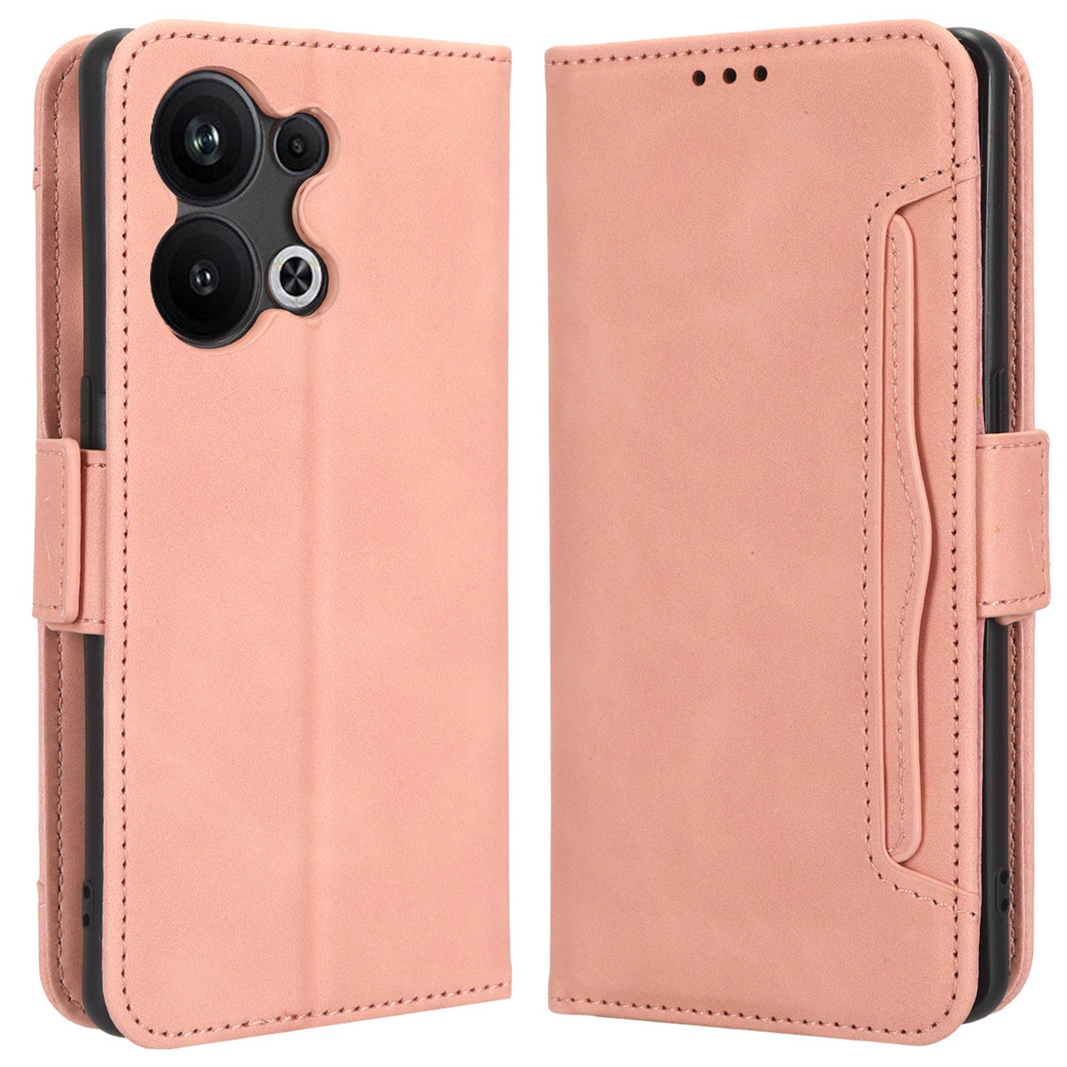 Pro Oppo Reno9 Pro 5G všestranné Nárazuvzdorné PU kožené pouzdro na telefon Více slotů pro karty Magnetický odklápěcí kryt telefonu Stojan na peněženku