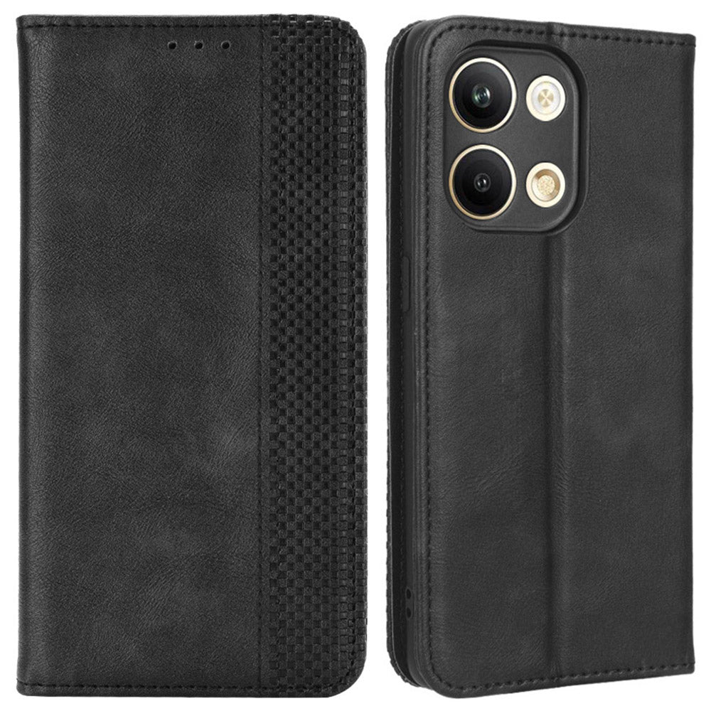 For Oppo Reno9 5G Reno9 Pro 5G Well-protected Magnetic Auto Closing Phone Case Stand Retro Texture Imprinted Pattern PU Leather Flip Wallet Phone Cover