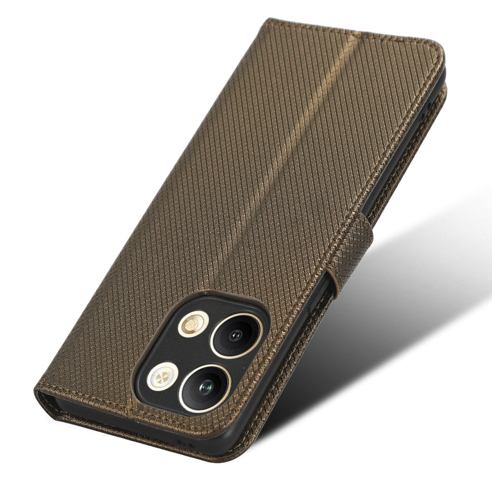 Anti-fall Phone Cover for Oppo Reno9 5G Reno9 Pro 5G Magnetic Clasp Diamond Texture PU Leather Anti-scratch Viewing Stand Wallet Phone Case