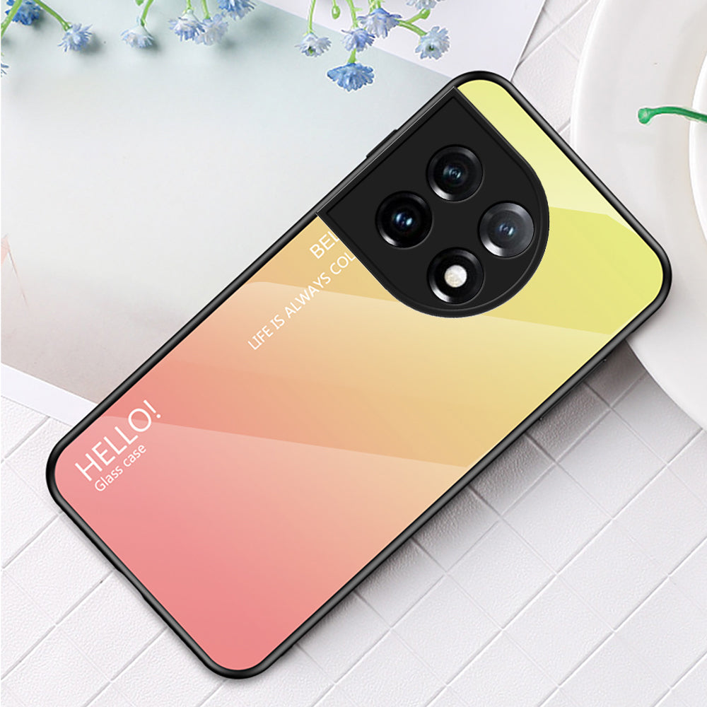 For OnePlus 11 5G Gradient Color Phone Case Anti-Scratch Tempered Glass PC Back TPU Frame Hybrid Cover