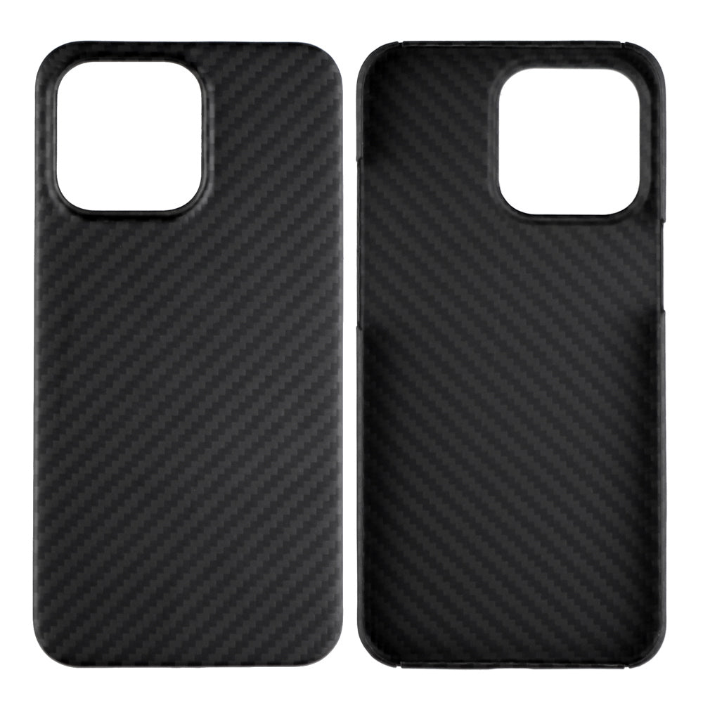 For iPhone 13 Pro Max 6.7 inch Carbon Fiber Texture Aramid Fiber Back Case Collision Resistant Protective Cover - Matte Black
