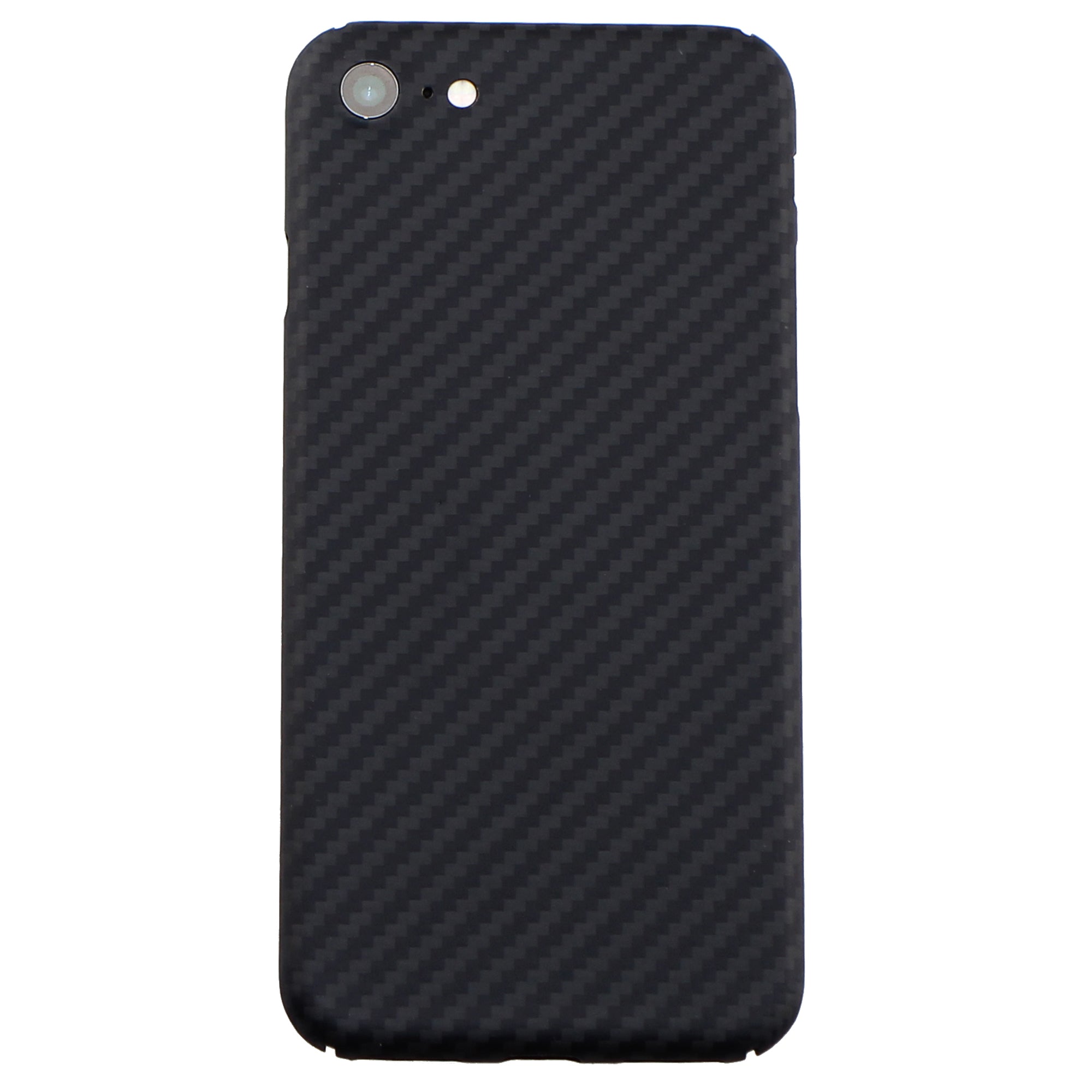 For iPhone 7/8/SE (2020)/SE (2022) Carbon Fiber Texture Aramid Fiber Back Case Fall Proof Protective Cover - Matte Black