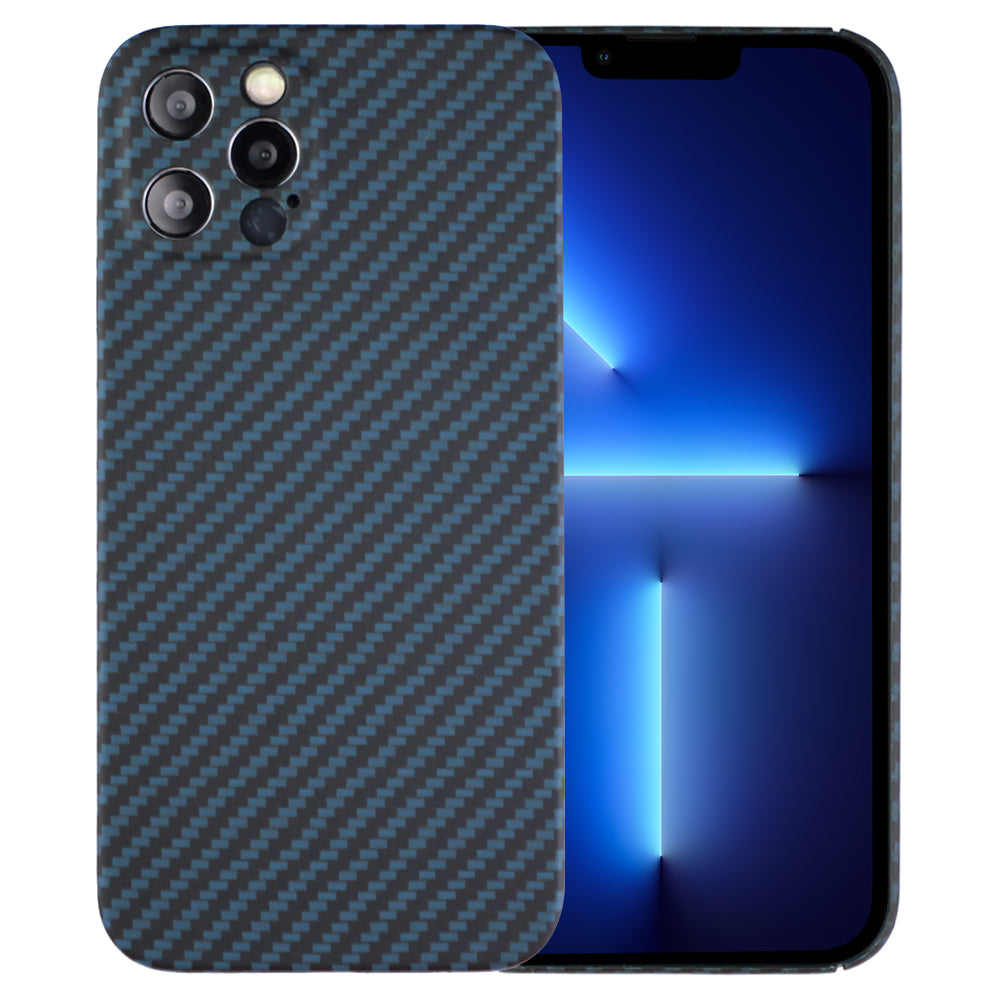 For iPhone 13 Pro Max 6.7 inch Precise Cutout Carbon Fiber / Wavy Texture Aramid Fiber Shockproof Back Case Protective Cover - Wavy / Orange