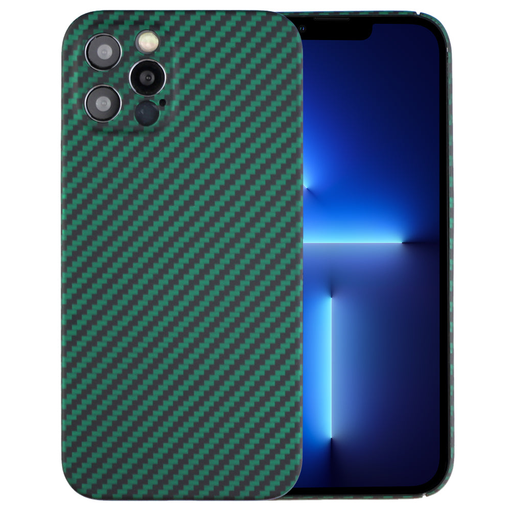For iPhone 13 Pro Max 6.7 inch Precise Cutout Carbon Fiber / Wavy Texture Aramid Fiber Shockproof Back Case Protective Cover - Wavy / Orange