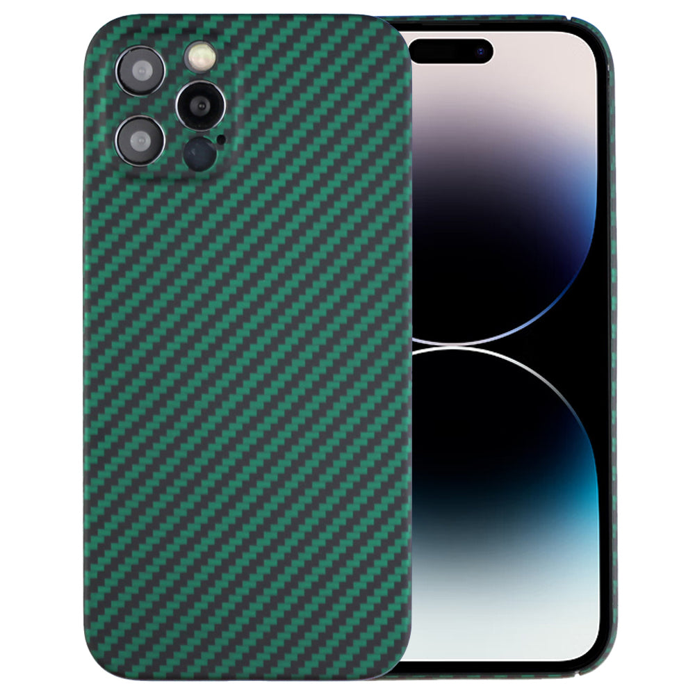 For iPhone 14 Pro Max Precise Cutout Anti-fall Carbon Fiber / Wavy Texture Aramid Fiber Back Case Protective Cover - Wavy / Orange