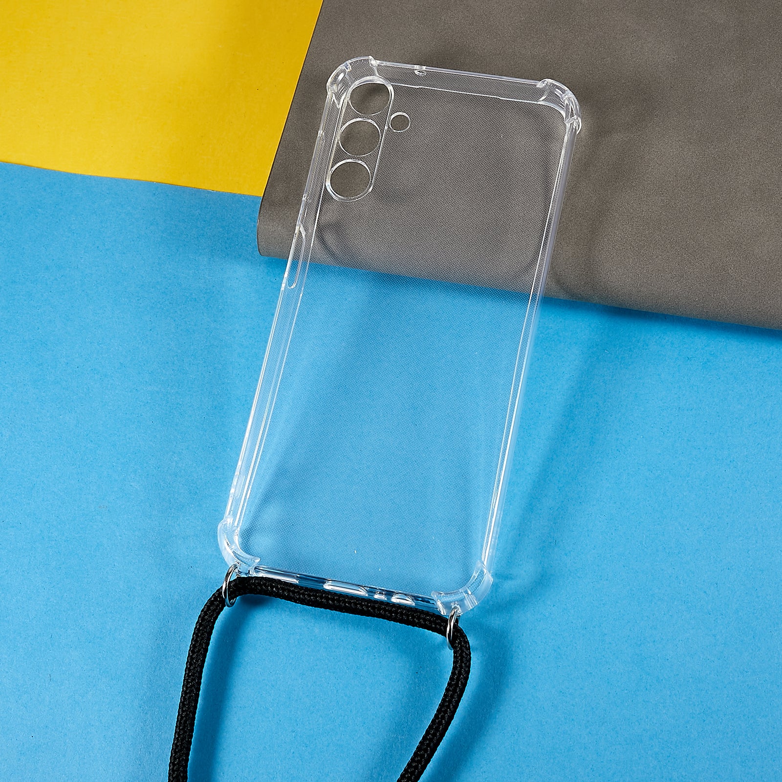 For Samsung Galaxy A34 5G Phone Back Cover HD Clear Four Corner Anti-collision Soft TPU Case with Lanyard