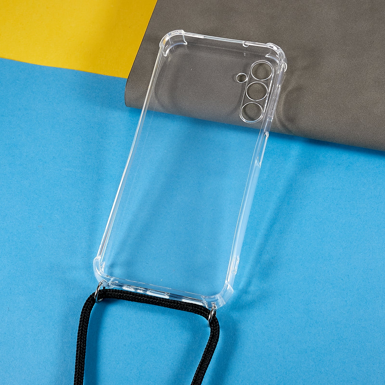 For Samsung Galaxy A34 5G Phone Back Cover HD Clear Four Corner Anti-collision Soft TPU Case with Lanyard