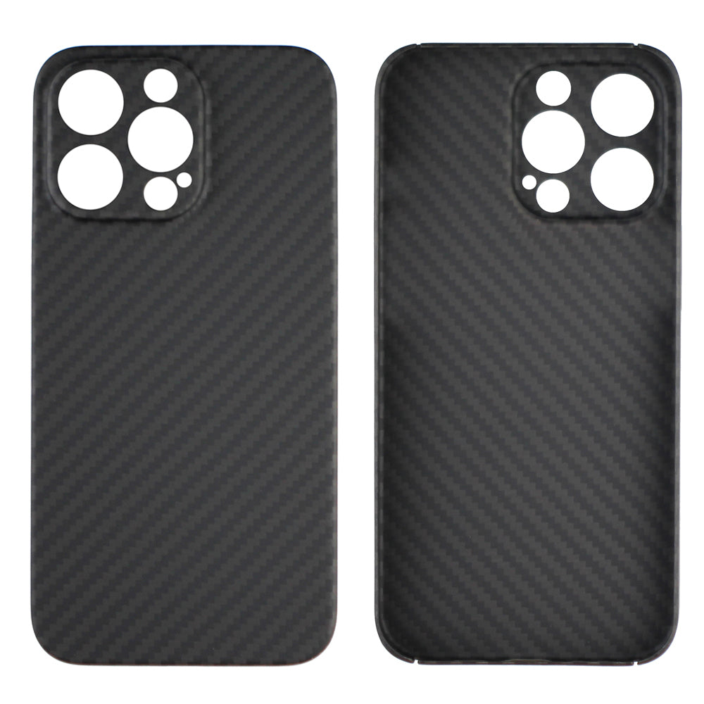 For iPhone 14 Pro Mobile Phone Protective Cover Fall Resistant Precise Cutout Carbon Fiber Texture Aramid Fiber Back Case - Matte Black