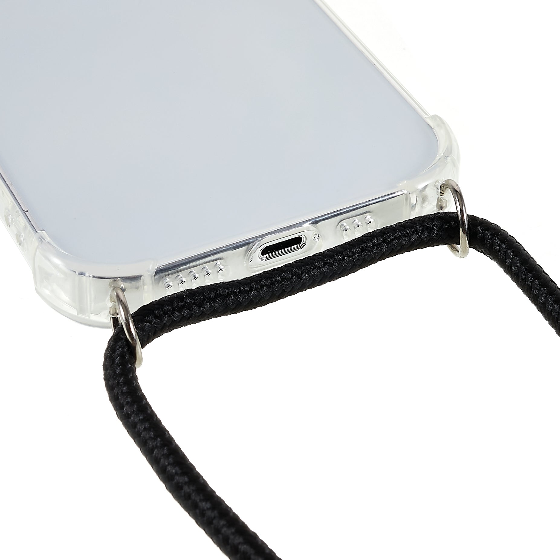 Telefonbagcover til iPhone 13 Pro 6,1 tommer HD Clear Four Corner Blødt TPU etui med snor