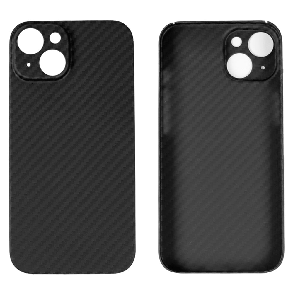 For iPhone 13 mini 5.4 inch Carbon Fiber Texture Mobile Phone Cover Precise Cutout Aramid Fiber Back Case - Matte Black
