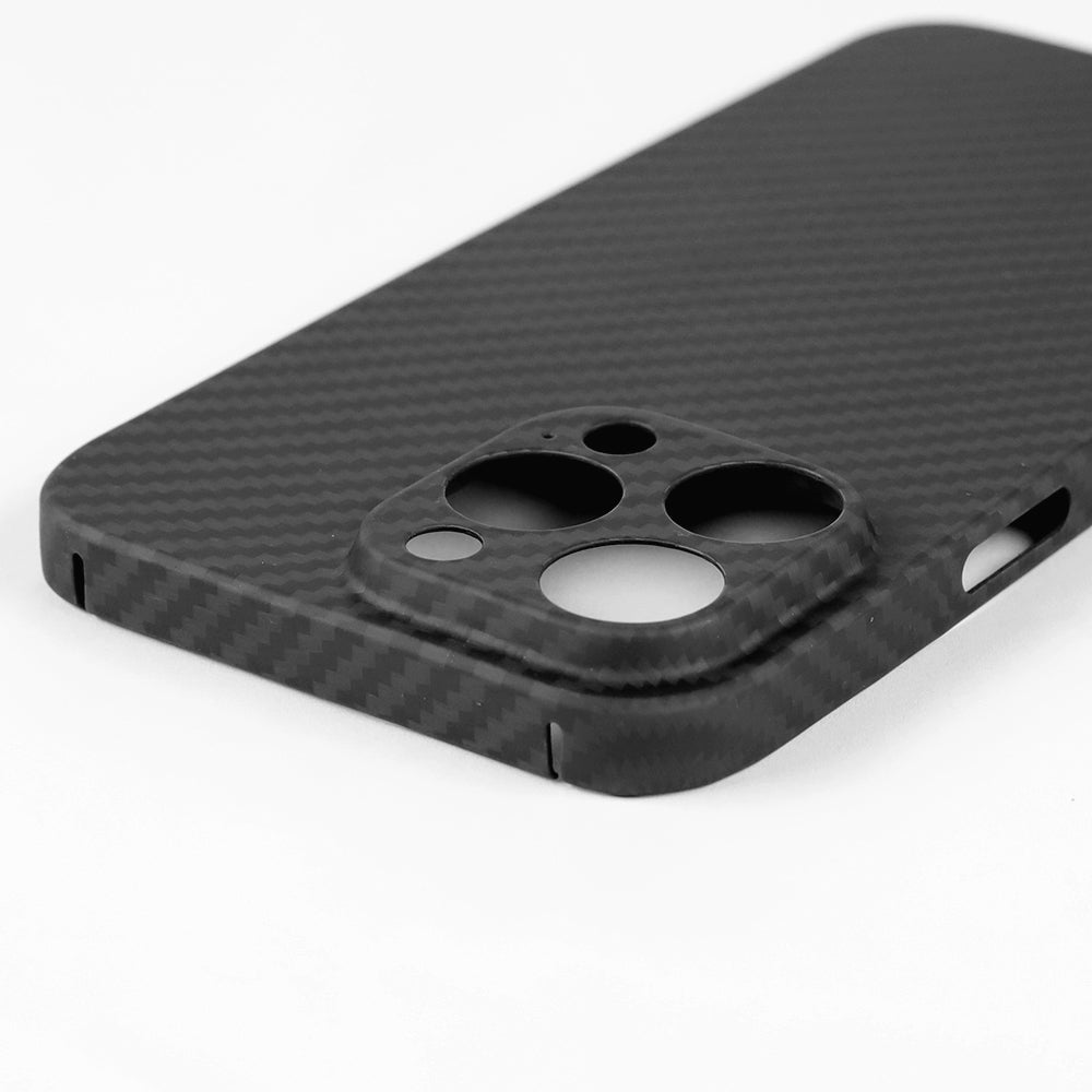For iPhone 13 mini 5.4 inch Carbon Fiber Texture Mobile Phone Cover Precise Cutout Aramid Fiber Back Case - Matte Black