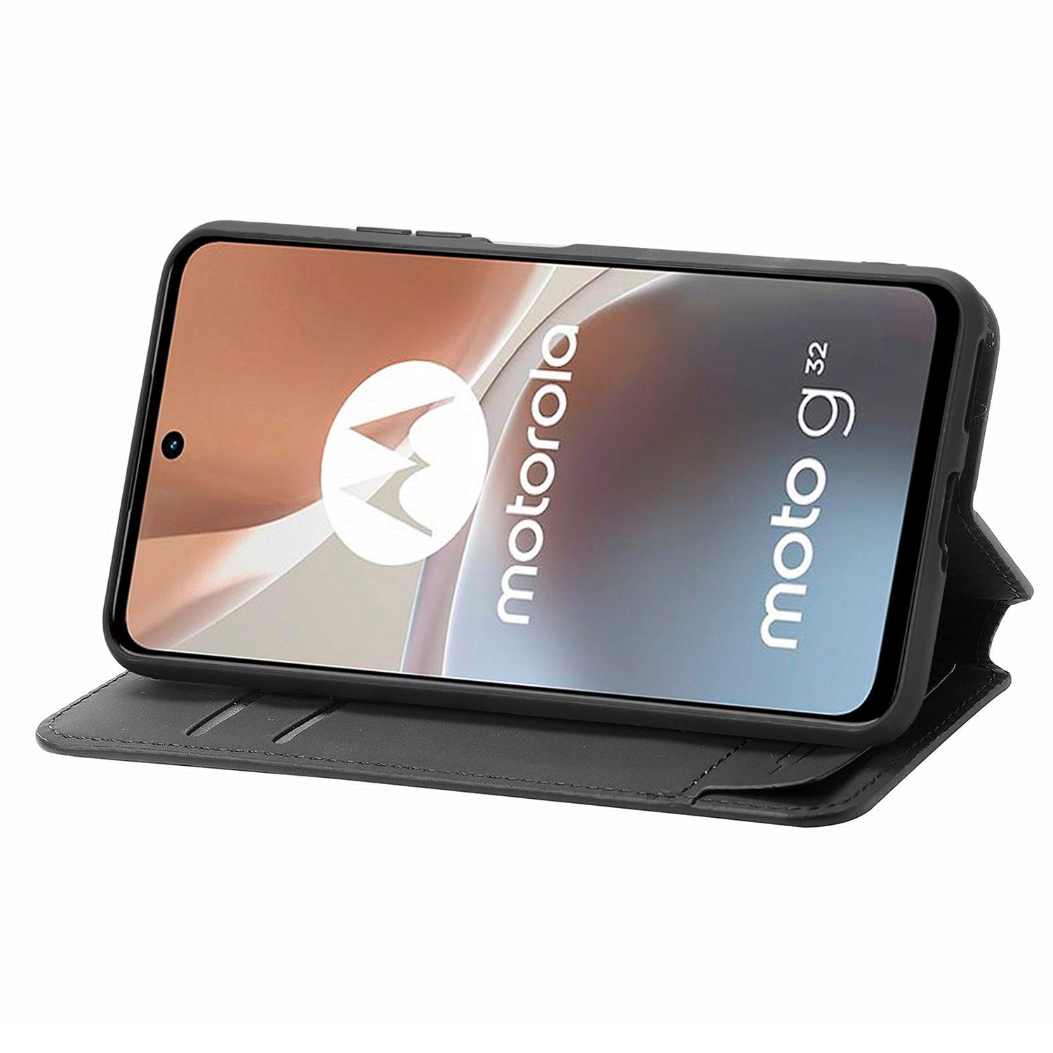 CASENEO 001 Series for Motorola Moto G32 4G PU Leather RFID Blocking Pattern Printing Phone Case Magnetic Auto Closing Anti-scratch Flip Cover Stand Wallet