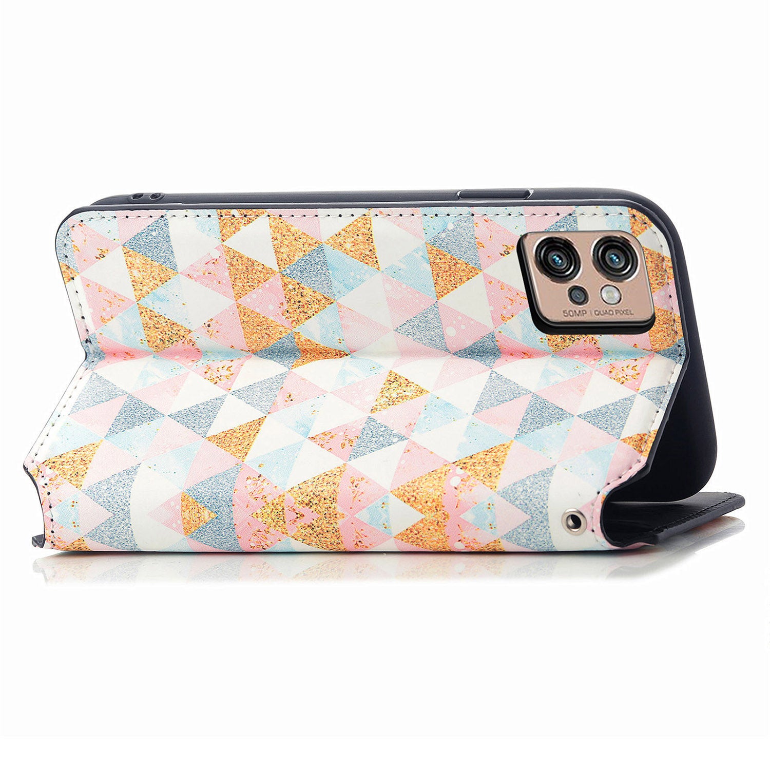 CASENEO 001 Series for Motorola Moto G32 4G PU Leather RFID Blocking Pattern Printing Phone Case Magnetic Auto Closing Anti-scratch Flip Cover Stand Wallet