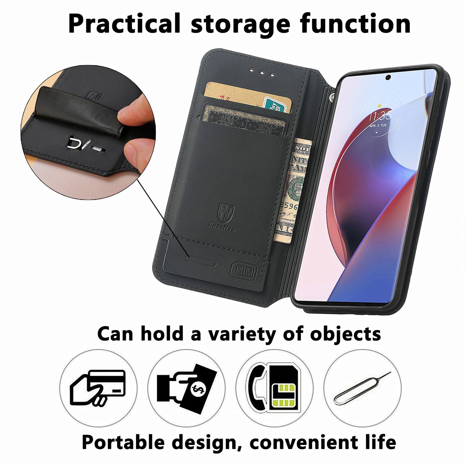 CASENEO 001 Series for Motorola Moto X30 Pro 5G Edge 30 Ultra 5G PU Leather RFID Blocking Pattern Printing Magnetic Protective Phone Case Stand Wallet