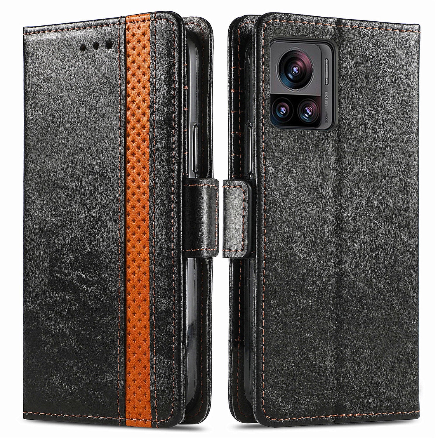 CASENEO 002 Series Anti-drop RFID Blocking Phone Case for Motorola Moto X30 Pro 5G Edge 30 Ultra 5G Business Splicing Style Stand Flip Leather Wallet Phone Cover