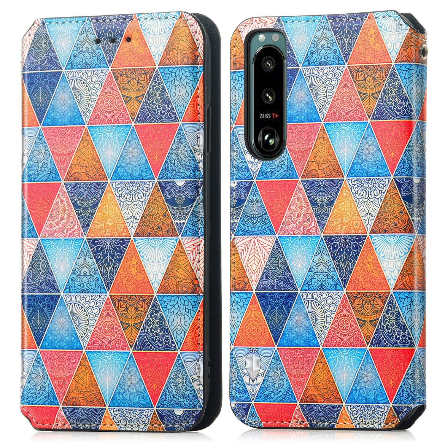 CASENEO 001 Series for Sony Xperia 5 IV 5G Flip Leather Wallet Case Stand RFID Blocking Pattern Printing Magnetic Closure Phone Cover