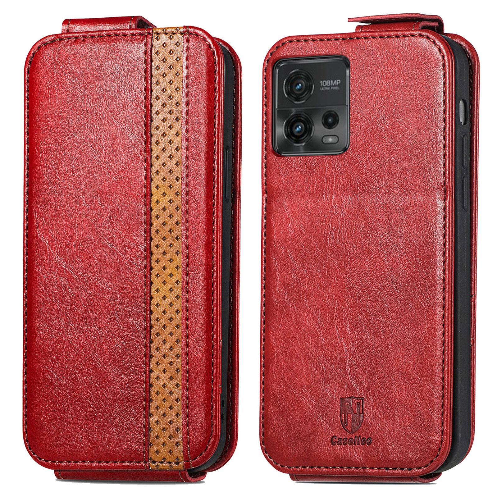 CASENEO 003 Series For Motorola Moto G72 4G Splicing PU Leather Flip Phone Case Stand Card Holder Full Protection Phone Cover