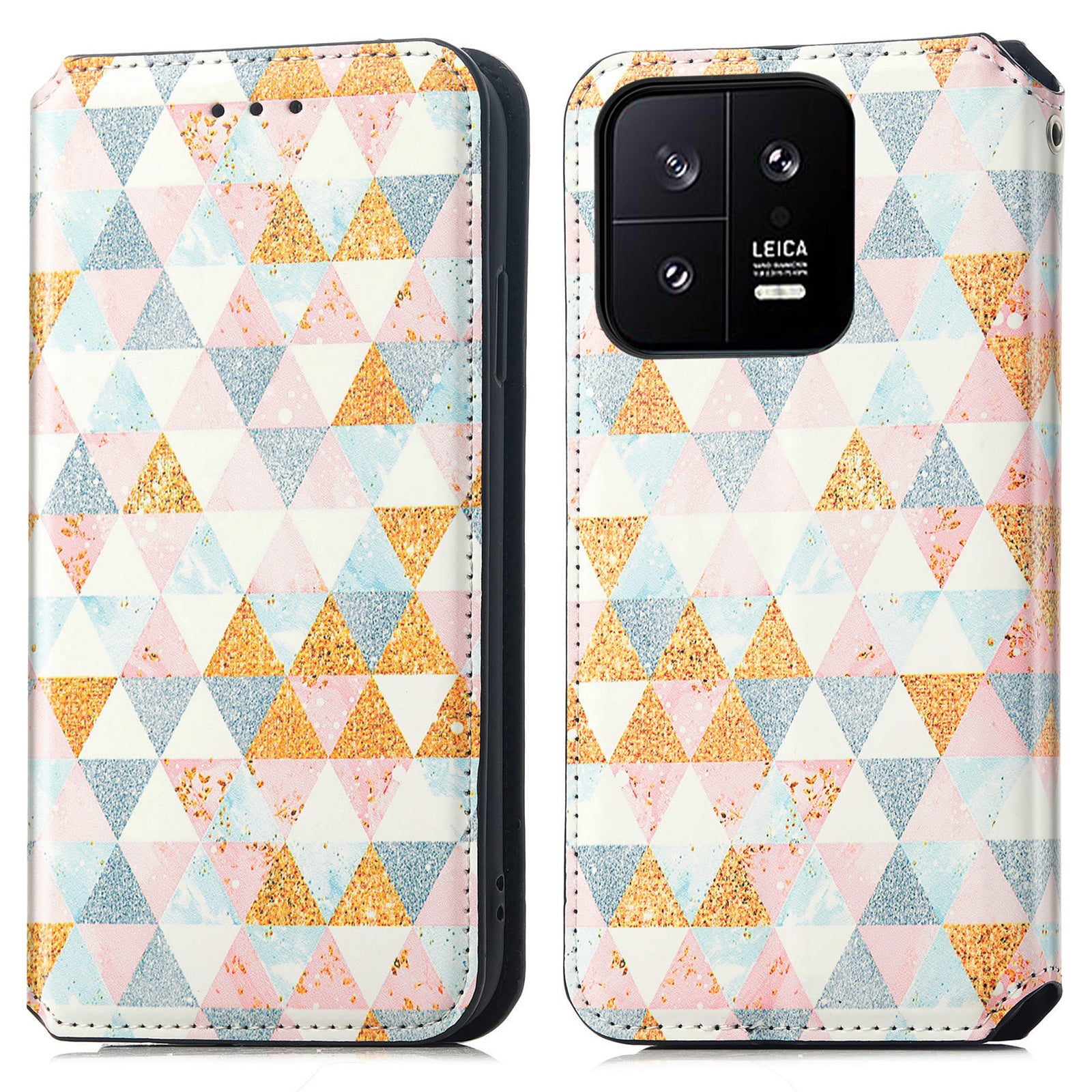 CASENEO 001 Series Pattern Printing Phone Case for Xiaomi 13 5G PU Leather Stand Magnetic Absorption RFID Blocking Cover with Wallet