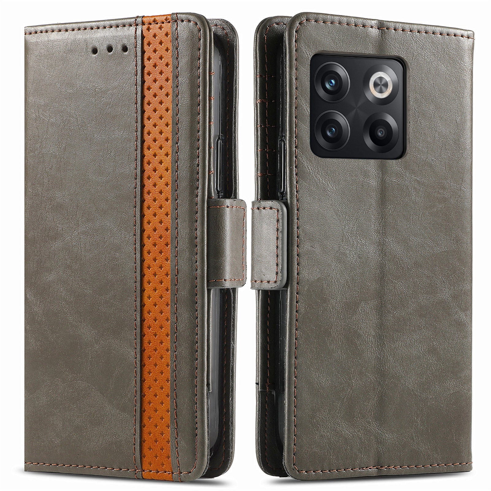 CASENEO 002 Series for OnePlus 10T 5G Ace Pro 5G RFID Blocking Leather Case Business Splicing Style Phone Stand Wallet Cover