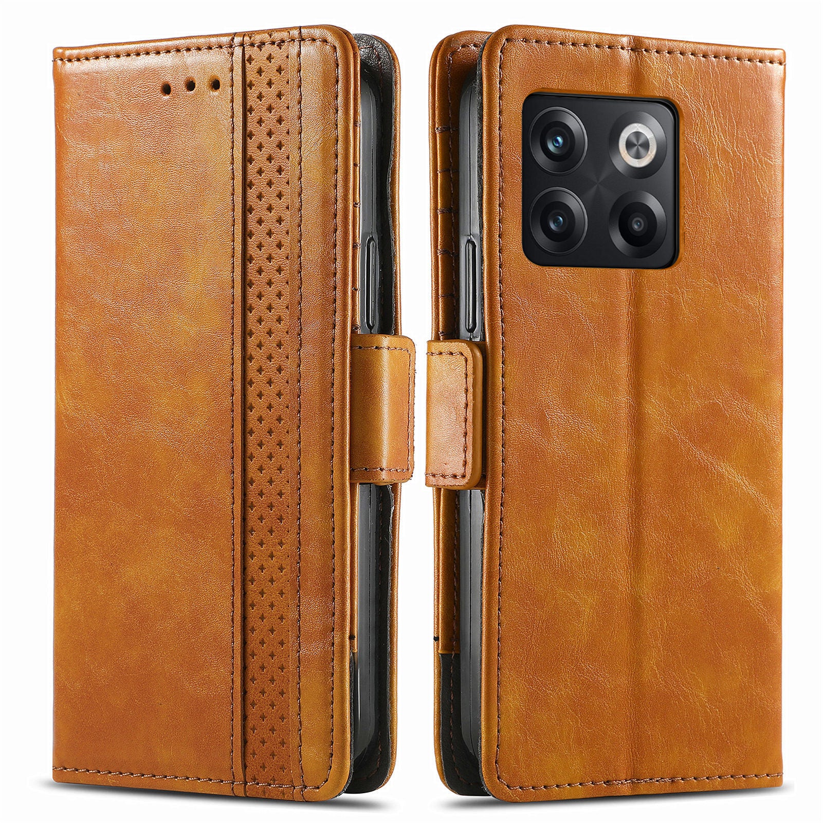 CASENEO 002 Series for OnePlus 10T 5G Ace Pro 5G RFID Blocking Leather Case Business Splicing Style Phone Stand Wallet Cover