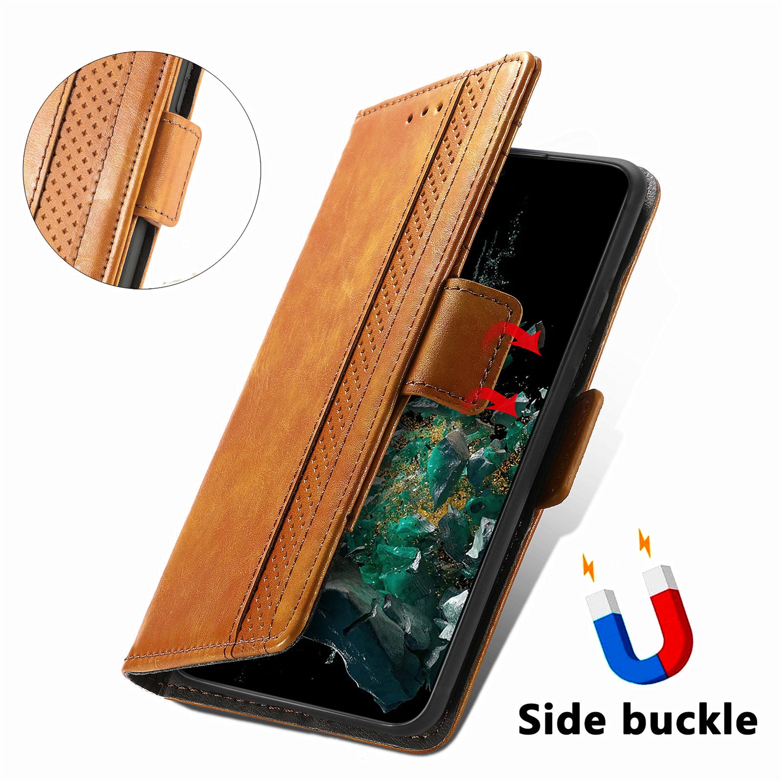CASENEO 002 Series for OnePlus 10T 5G Ace Pro 5G RFID Blocking Leather Case Business Splicing Style Phone Stand Wallet Cover