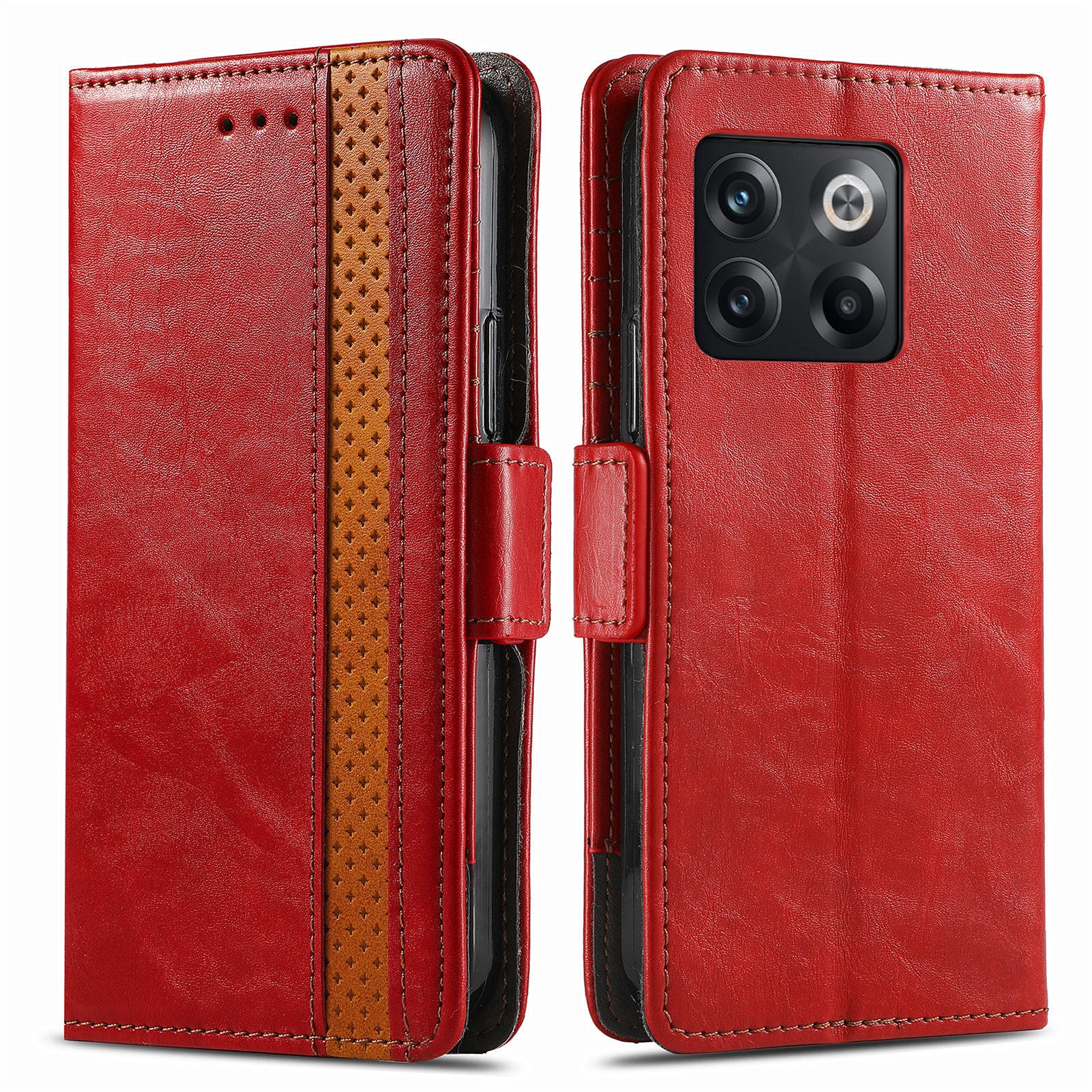 CASENEO 002 Series for OnePlus 10T 5G Ace Pro 5G RFID Blocking Leather Case Business Splicing Style Phone Stand Wallet Cover