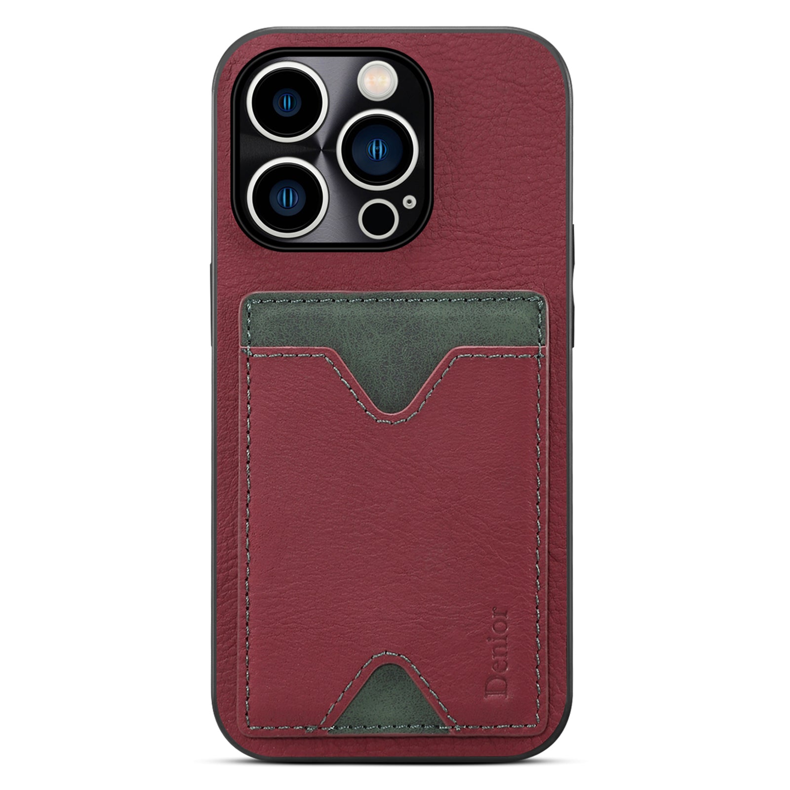 For iPhone 14 Pro Cowhide Leather Coated TPU Phone Case Precise Cutout Camera Protection Kickstand Magnetic Cover with Card Holder