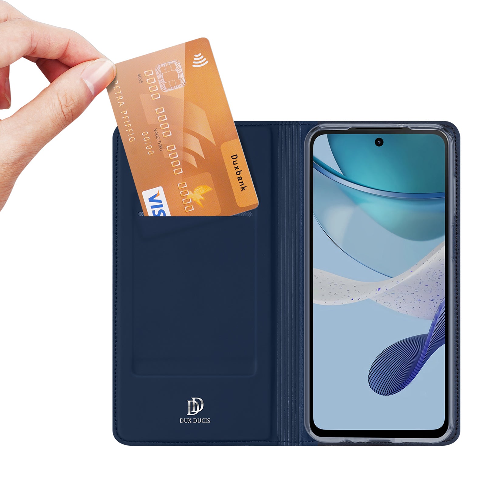 DUX DUCIS Skin Pro Series PU Leather Phone Case for Motorola Moto G53 5G Magnetic Closure Card Holder Stand Drop-proof Folio Flip Phone Cover