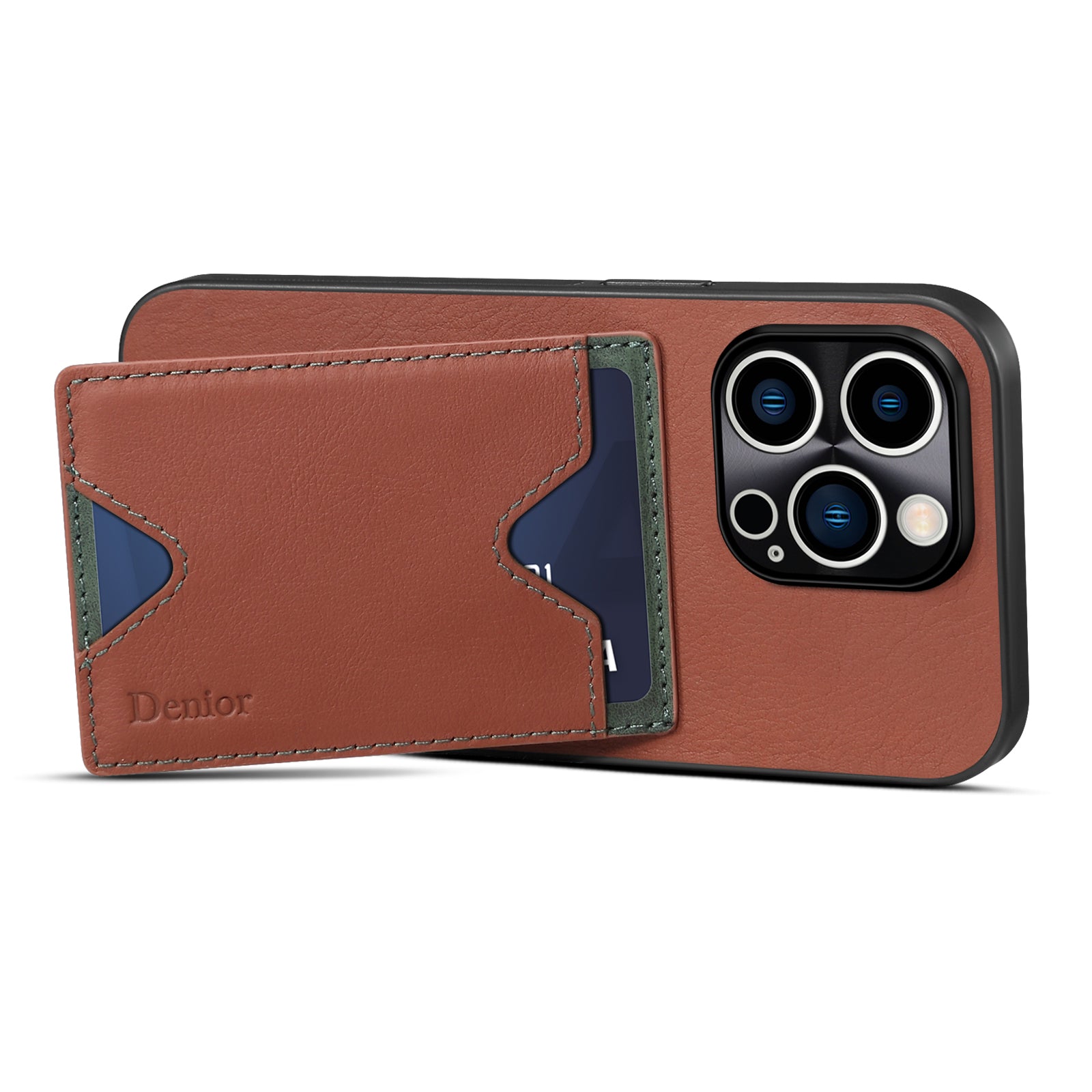 Til iPhone 12 Pro Max 6,7 tommer kohud læder coated TPU magnetisk dæksel Kickstand Kortplads Præcis udskæring Beskyttende telefoncover