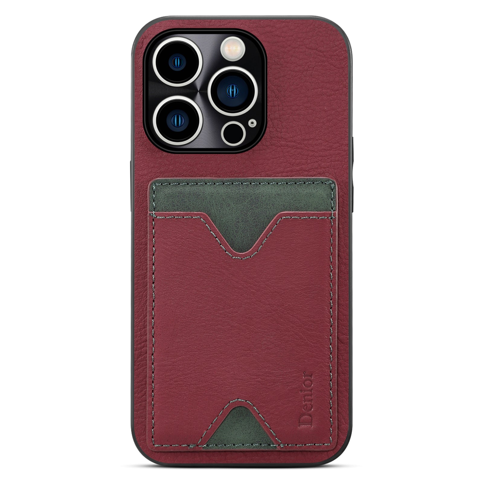 Til iPhone 13 Pro Max 6,7 tommer præcis udskæring okselæder belagt TPU etui Kortslot Kickstand Magnetisk telefoncover