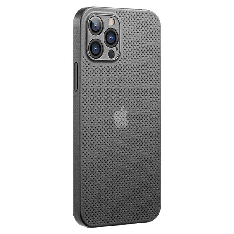 For iPhone 14 Pro Max Anti-drop Breathable Hollow Hole Heat Dissipation Mesh Back Cover Ultra Thin PP Phone Case
