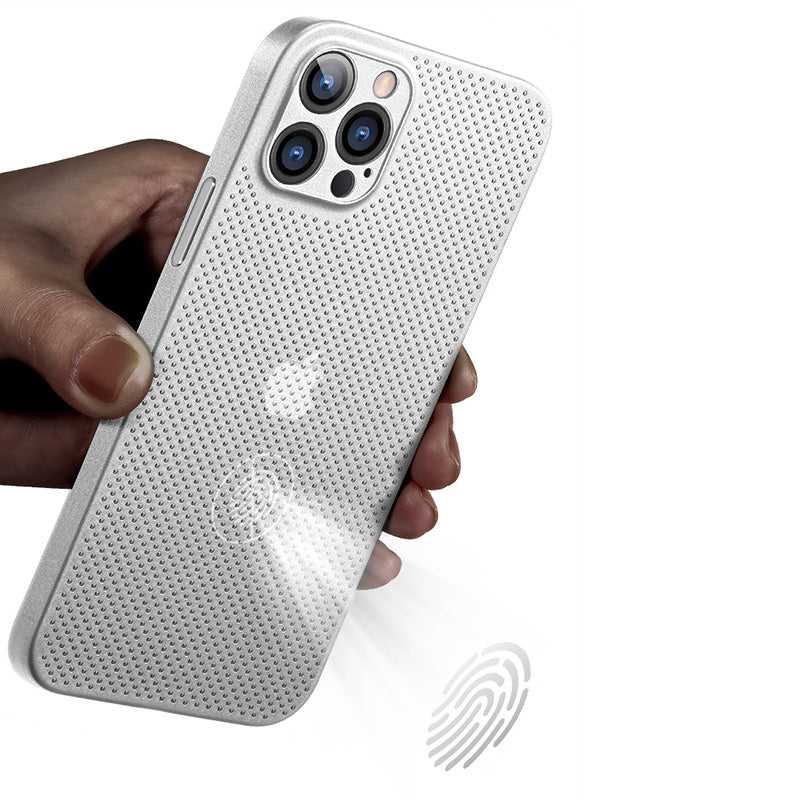For iPhone 14 Pro Fall Resistant Breathable Hollow Hole Heat Dissipation Mesh Back Cover Ultra Thin PP Phone Case