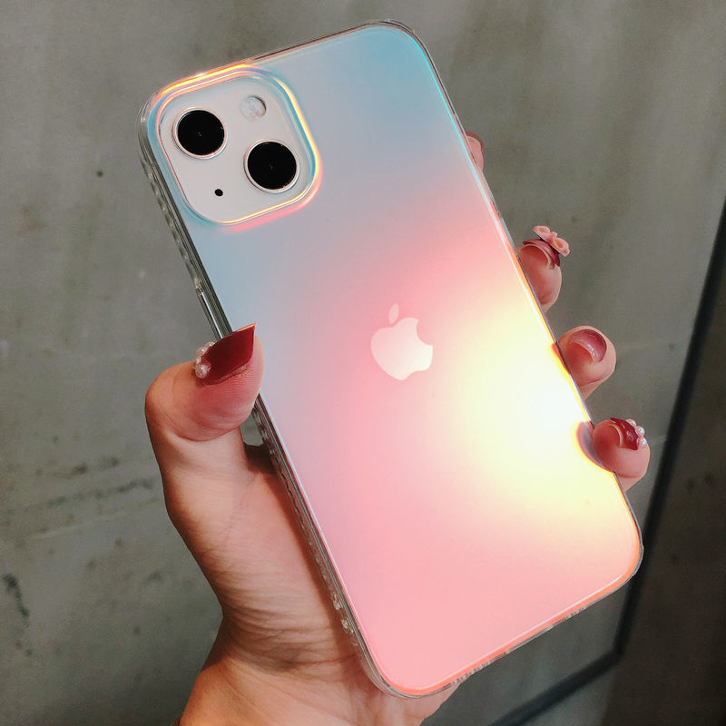 Colorful Laser Phone Cover For iPhone 13 mini 5.4 inch TPU Acrylic Lightweight Anti-fall Smartphone Case