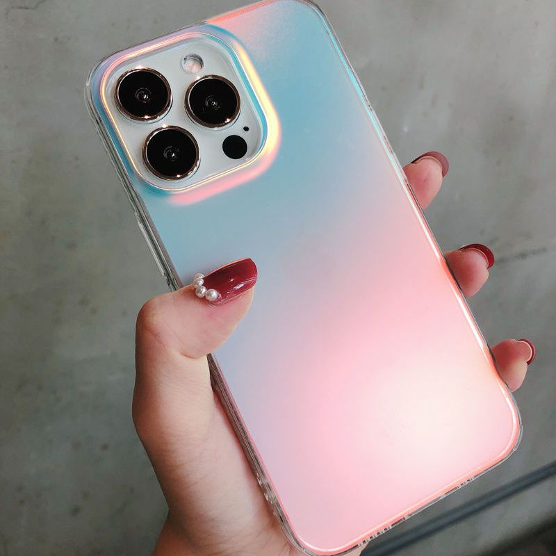 Drop-proof Phone Cover For iPhone 13 Pro 6.1 inch TPU Acrylic Colorful Laser Protective Mobile Phone Case