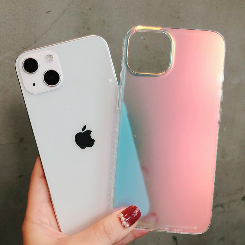 For iPhone 13 6.1 inch Anti-drop Lightweight Mobile Phone Cover TPU Acrylic Colorful Laser Anti-wear Phone Case