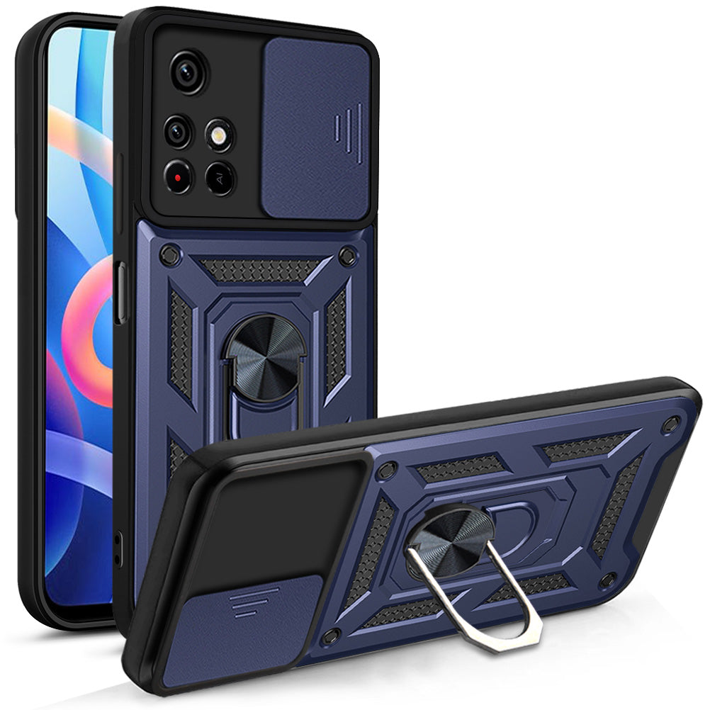 For Xiaomi Redmi Note 11 Pro 5G (China) (MediaTek) Note 11 Pro 5G Ring Kickstand TPU PC Phone Case Slide Camera Protection Back Cover