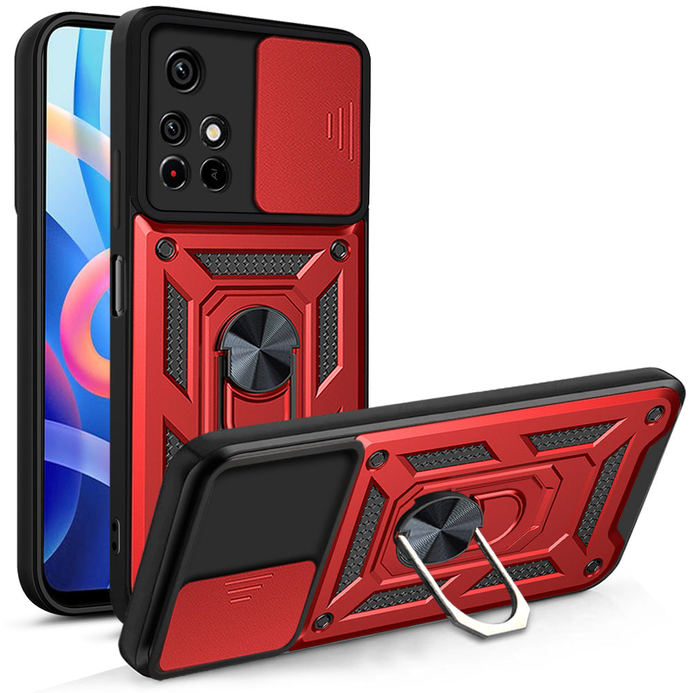 For Xiaomi Redmi Note 11 Pro 5G (China) (MediaTek) Note 11 Pro 5G Ring Kickstand TPU PC Phone Case Slide Camera Protection Back Cover