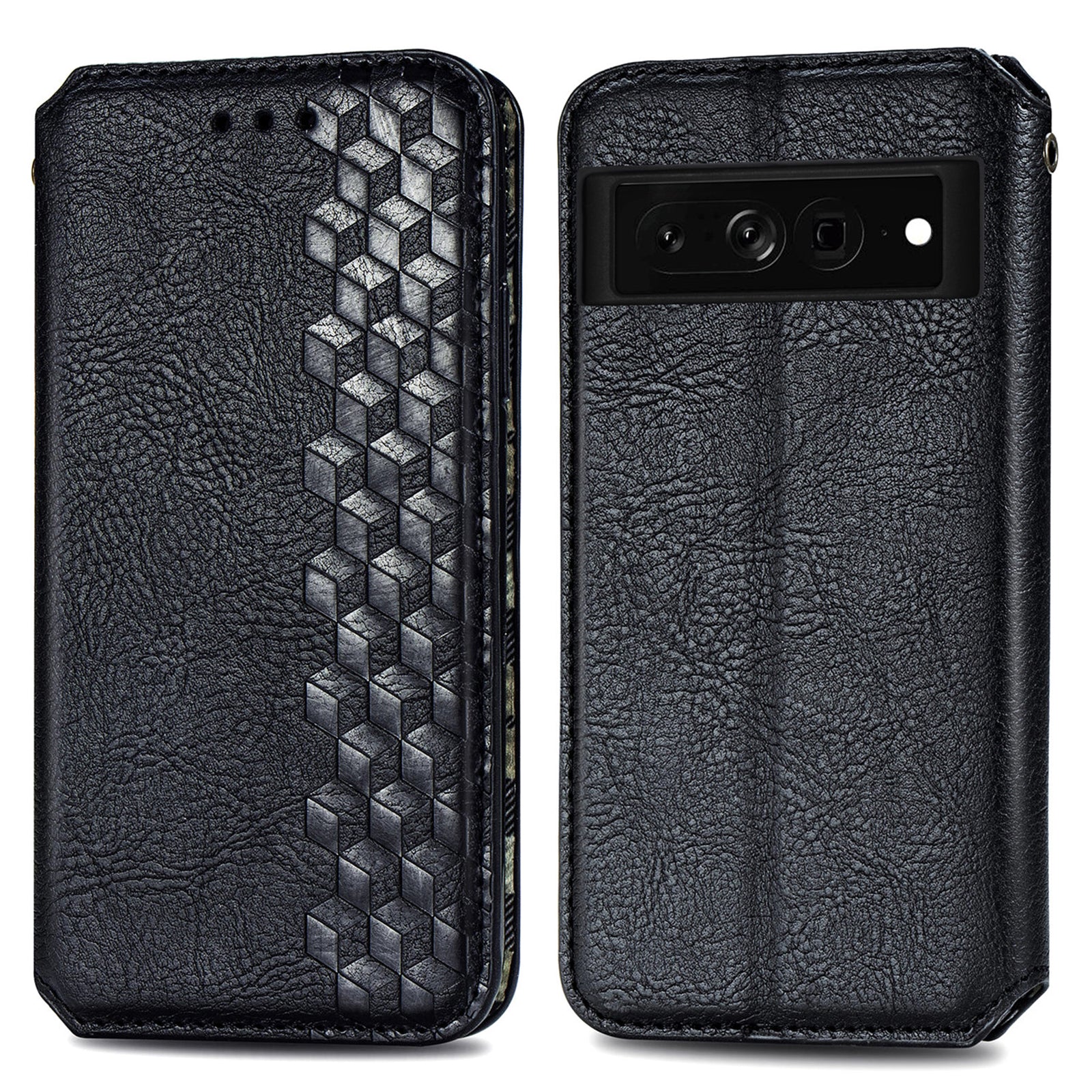 For Google Pixel 7 Pro 5G Full Protection Rhombus Imprinted PU Leather Phone Case Wallet Stand Magnetic Auto Closing Flip Phone Cover