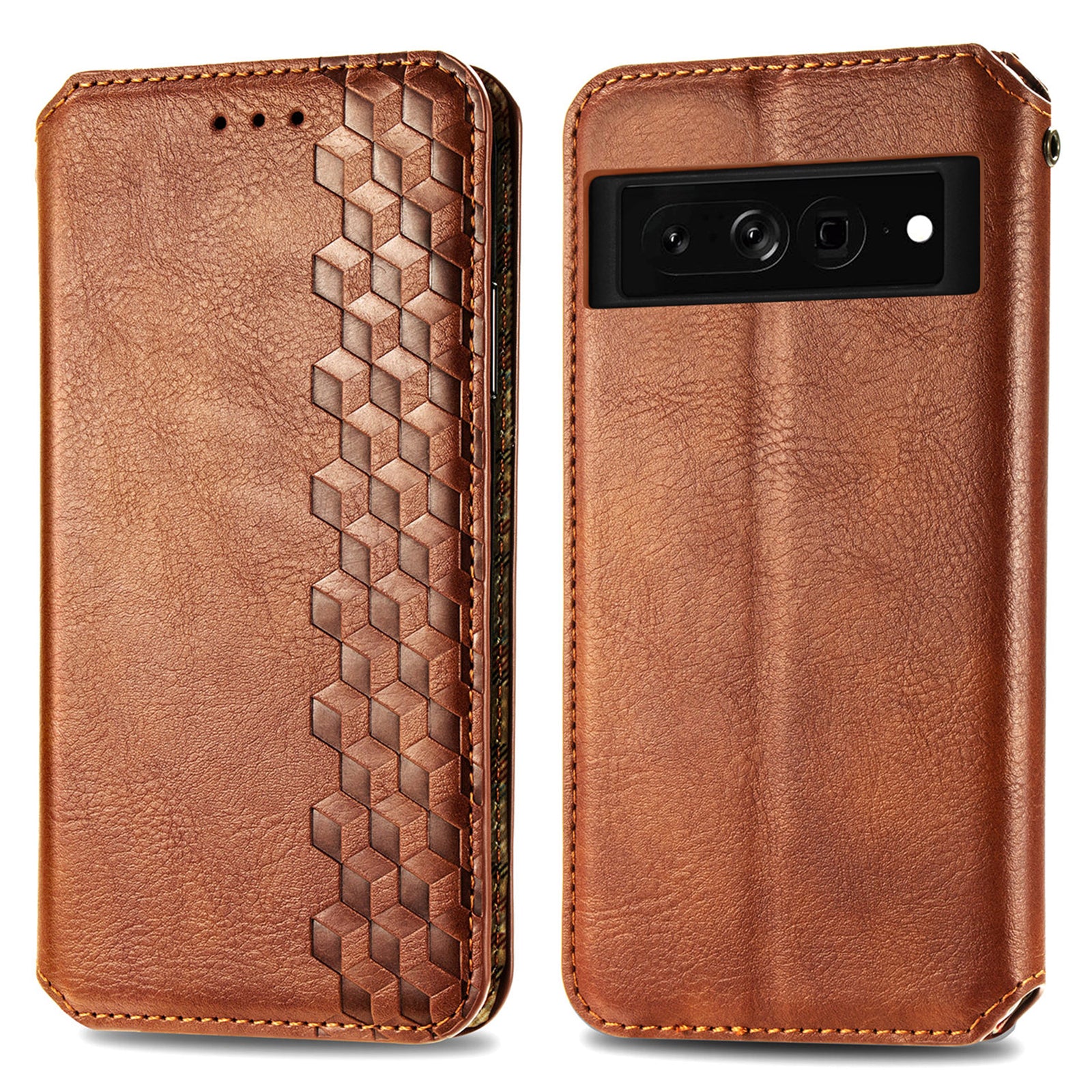 For Google Pixel 7 Pro 5G Full Protection Rhombus Imprinted PU Leather Phone Case Wallet Stand Magnetic Auto Closing Flip Phone Cover