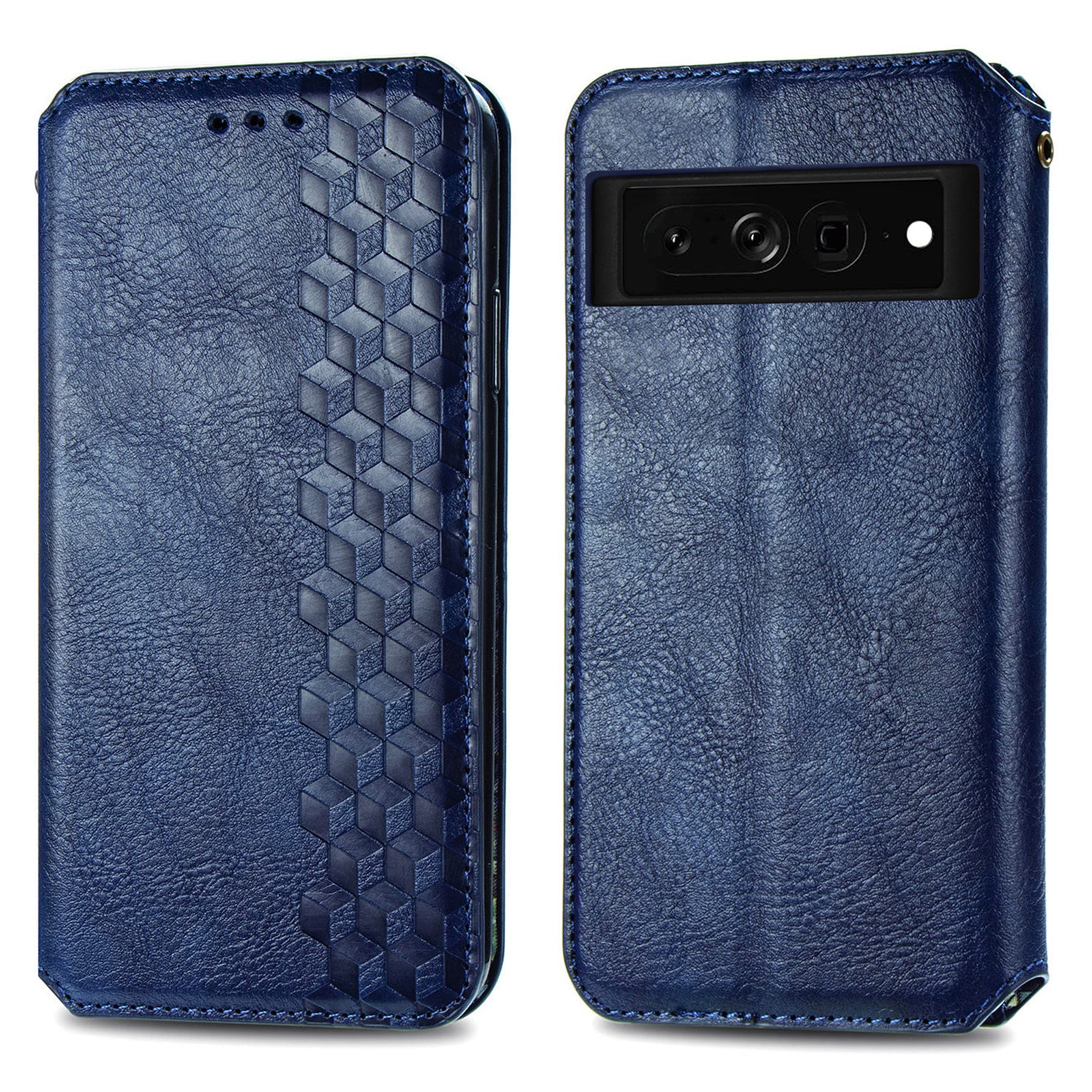 For Google Pixel 7 Pro 5G Full Protection Rhombus Imprinted PU Leather Phone Case Wallet Stand Magnetic Auto Closing Flip Phone Cover