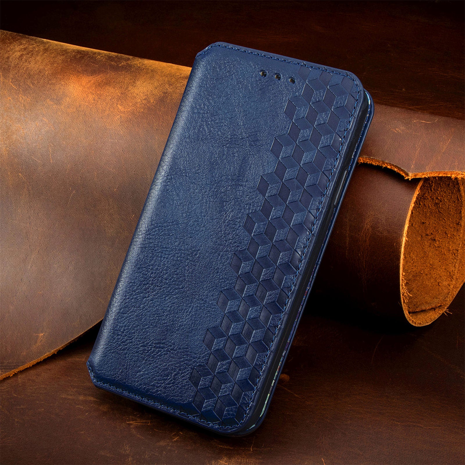 For Google Pixel 7 Pro 5G Full Protection Rhombus Imprinted PU Leather Phone Case Wallet Stand Magnetic Auto Closing Flip Phone Cover