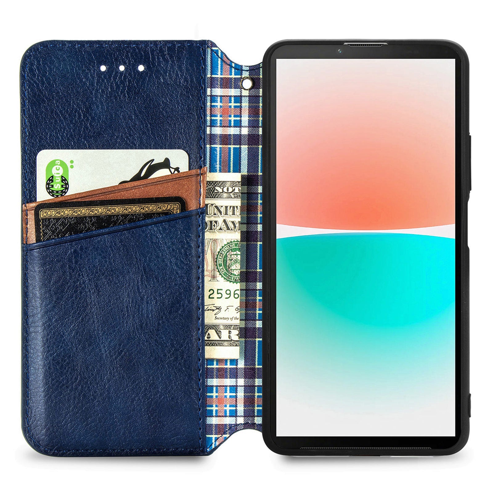 For Sony Xperia 10 IV 5G Shockproof Phone Cover Rhombus Imprinted Magnetic Closure PU Leather Protective Phone Flip Wallet Case Stand