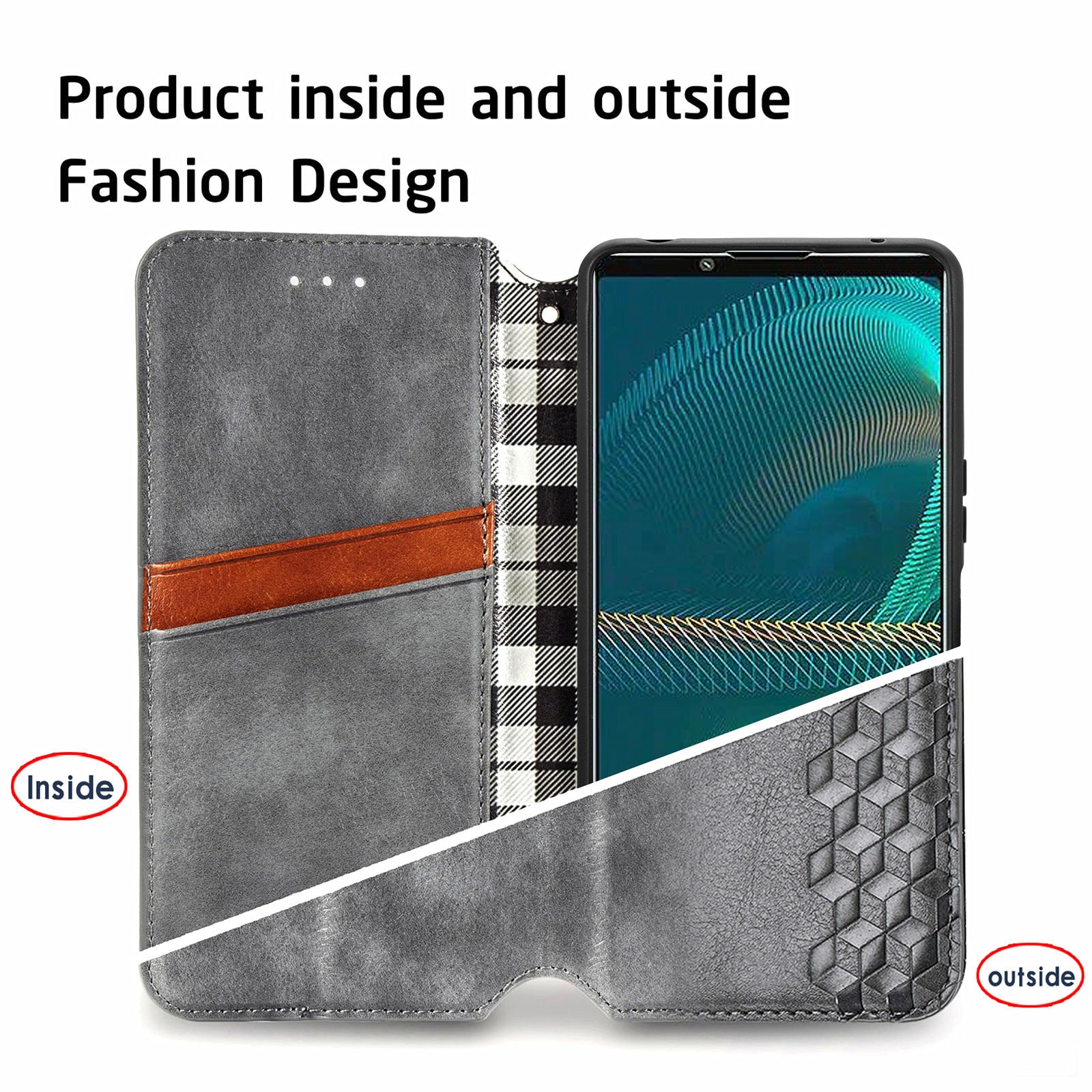 For Sony Xperia 10 IV 5G Shockproof Phone Cover Rhombus Imprinted Magnetic Closure PU Leather Protective Phone Flip Wallet Case Stand