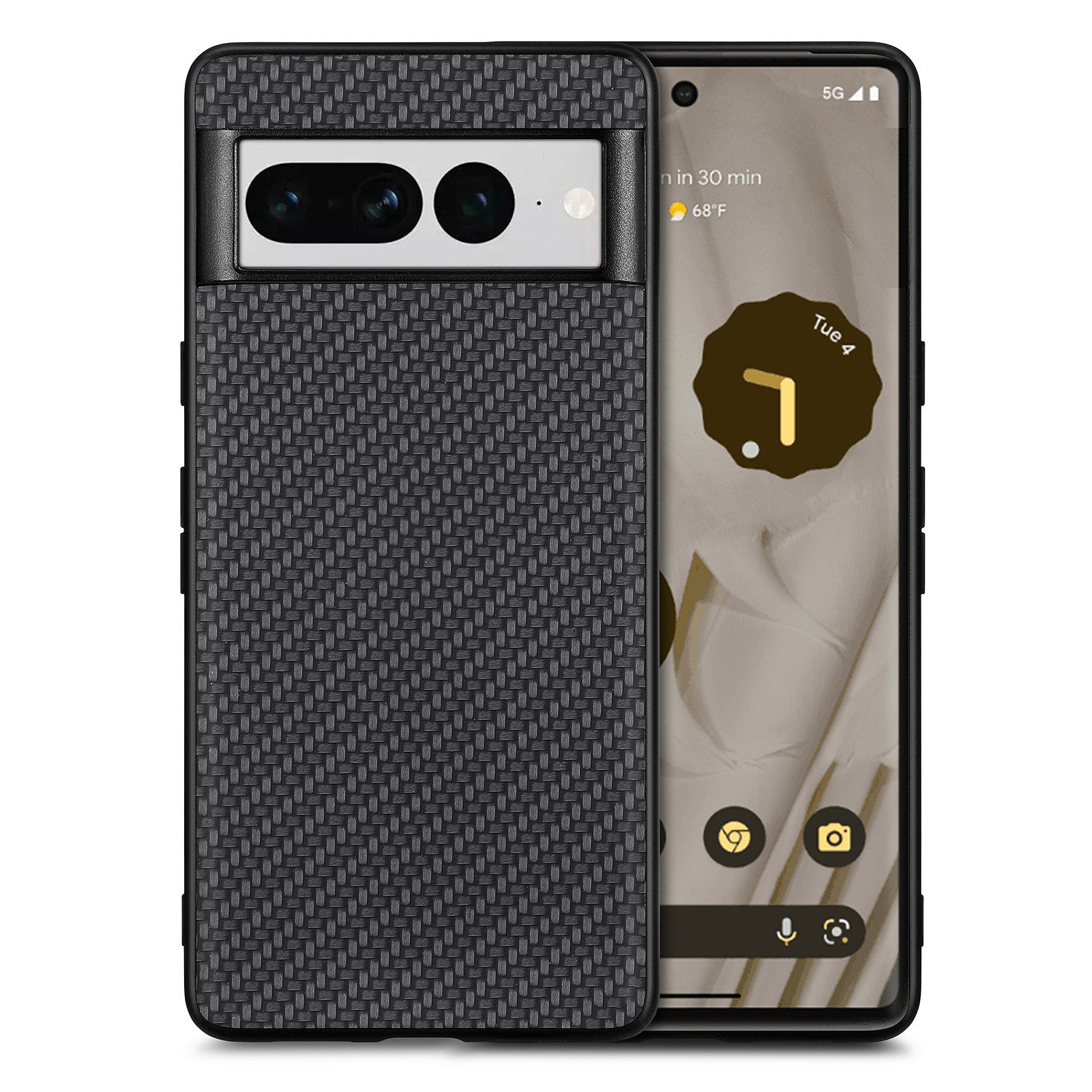For Google Pixel 7 Pro 5G PU Leather Coated PC TPU Carbon Fiber Texture Shockproof Phone Case Non-slip Cell Phone Cover
