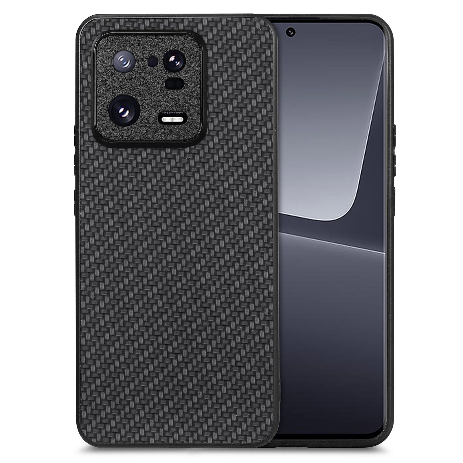 For Xiaomi 13 Pro 5G Carbon Fiber Texture Phone Case PU Leather Coated PC TPU Phone Cover Support Wireless Charging