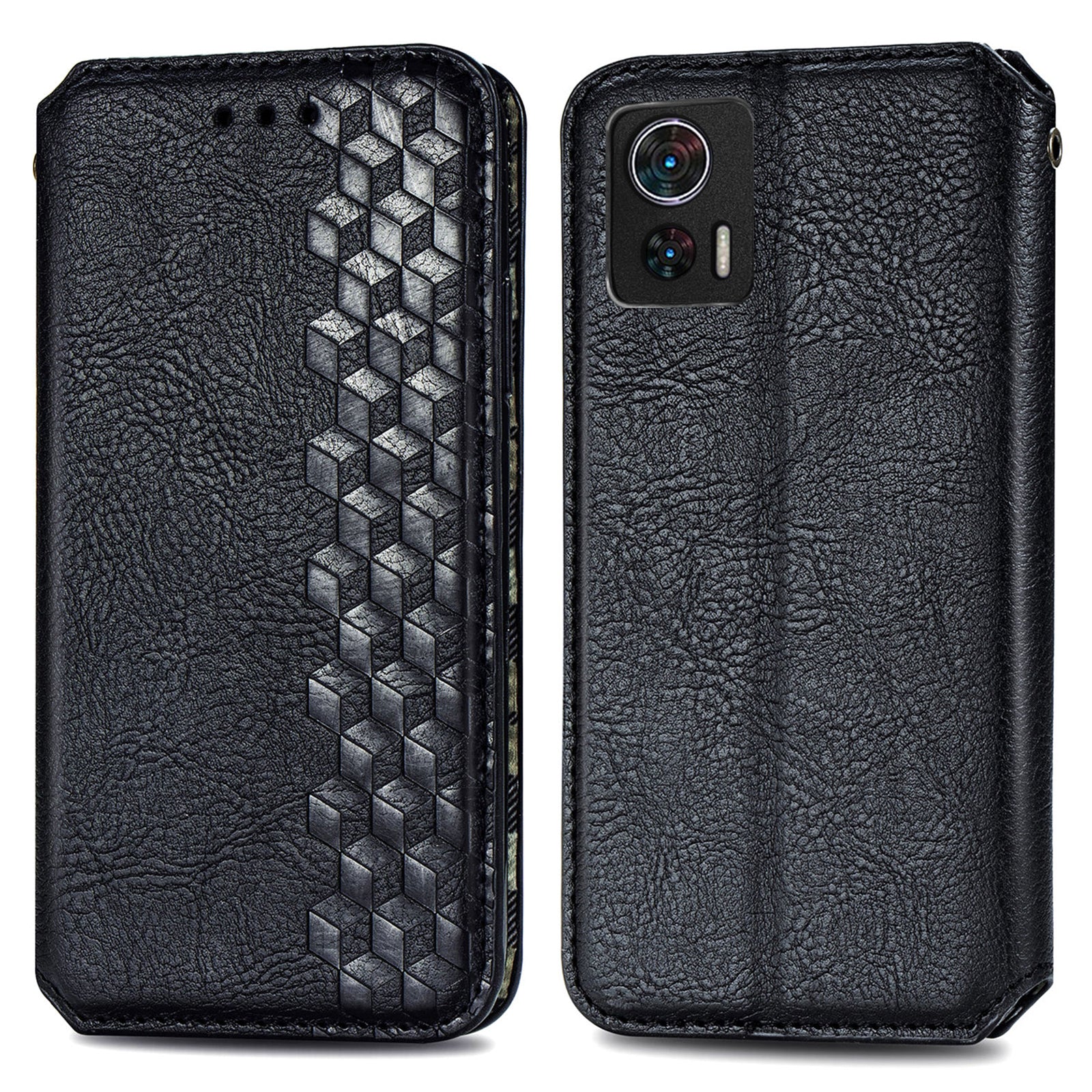 For Motorola Edge 30 Neo 5G Edge 30 Lite 5G Phone Case Wallet Magnetic Auto-Absorbed Imprinting Rhombus Leather Foldable Stand Cover